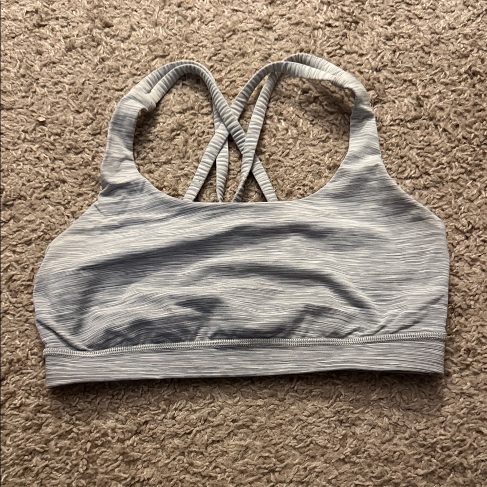 Lululemon gray striped energy bra size 6